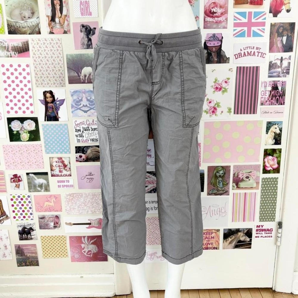 khakis & company dark gray utility jogger capris size 8